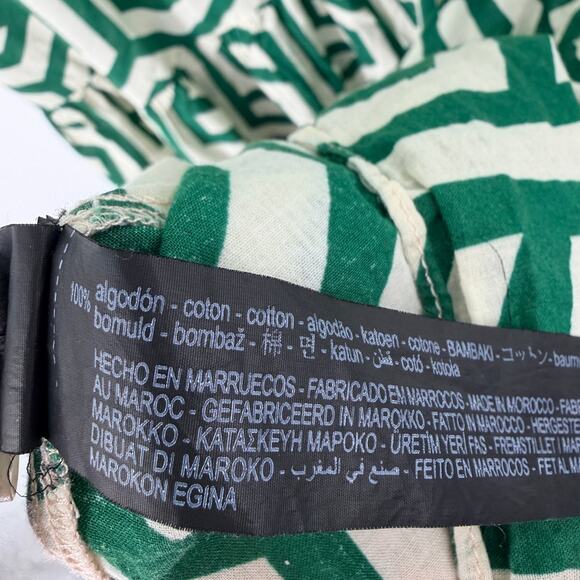 Zara Karen Tiered Midi Dress Geometric Print White Green Womens US XS - Picture 12 of 12